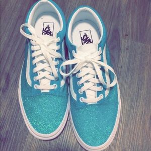 Custom aqua glitter vans 🔥